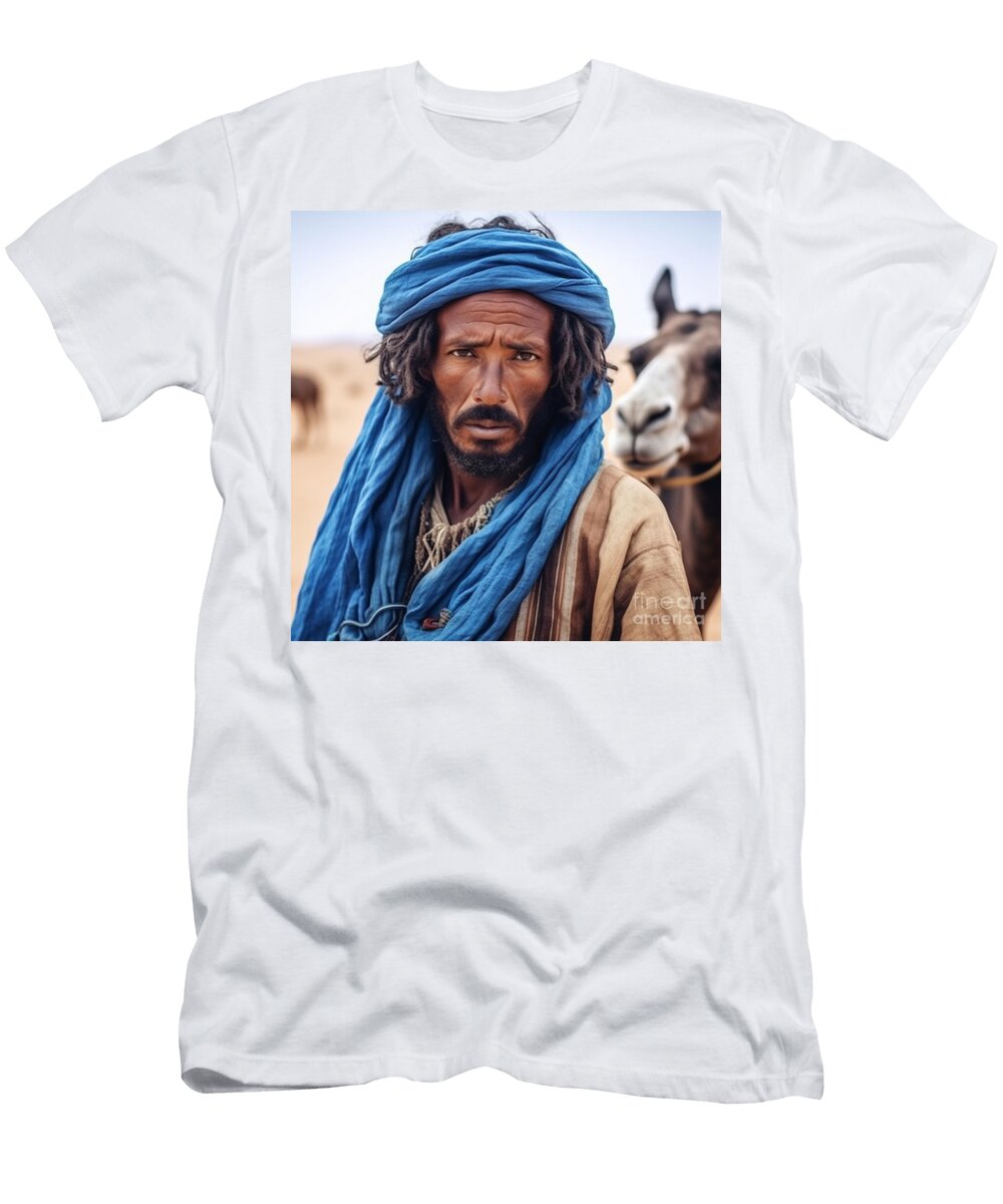 11 Berber Nomadic Ethnic Man in Blue on Camel By Asar Studios Celestial Images T-Shirt