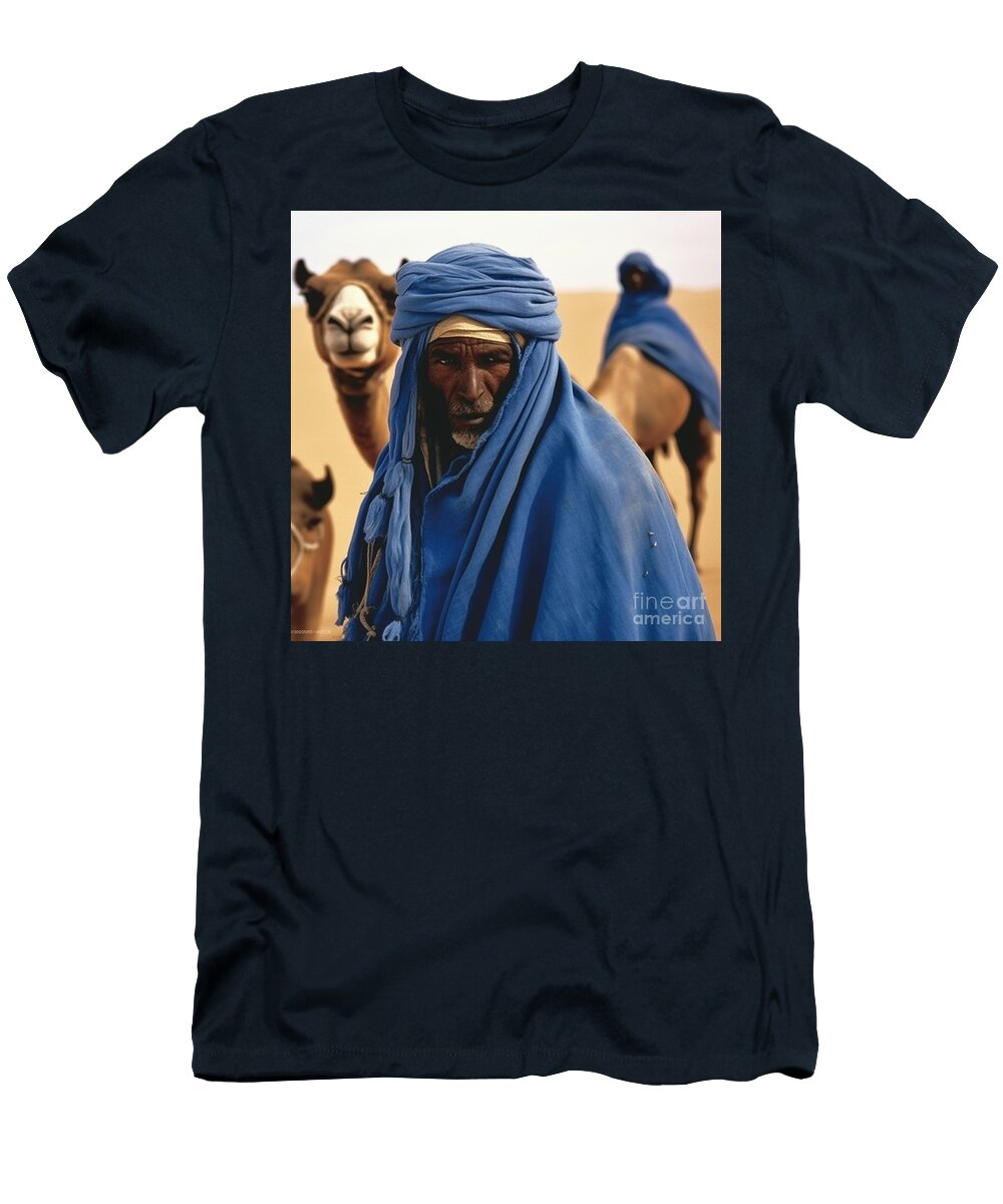 13 Berber Nomadic Ethnic Man in Blue on Camel By Asar Studios Celestial Images T-Shirt