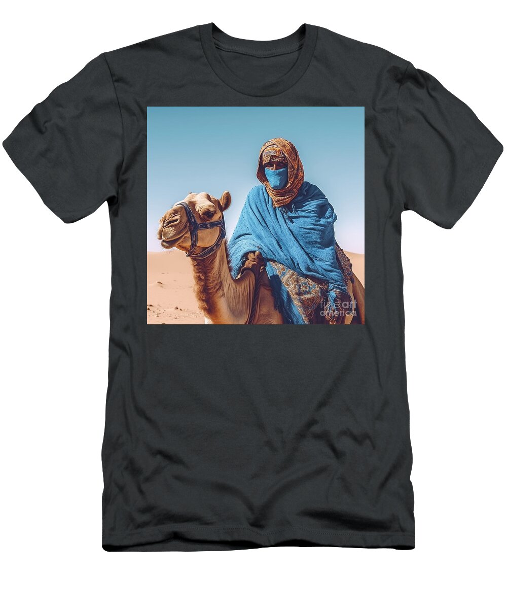 6 Berber Nomadic Ethnic Man in Blue on Camel By Asar Studios Celestial Images T-Shirt