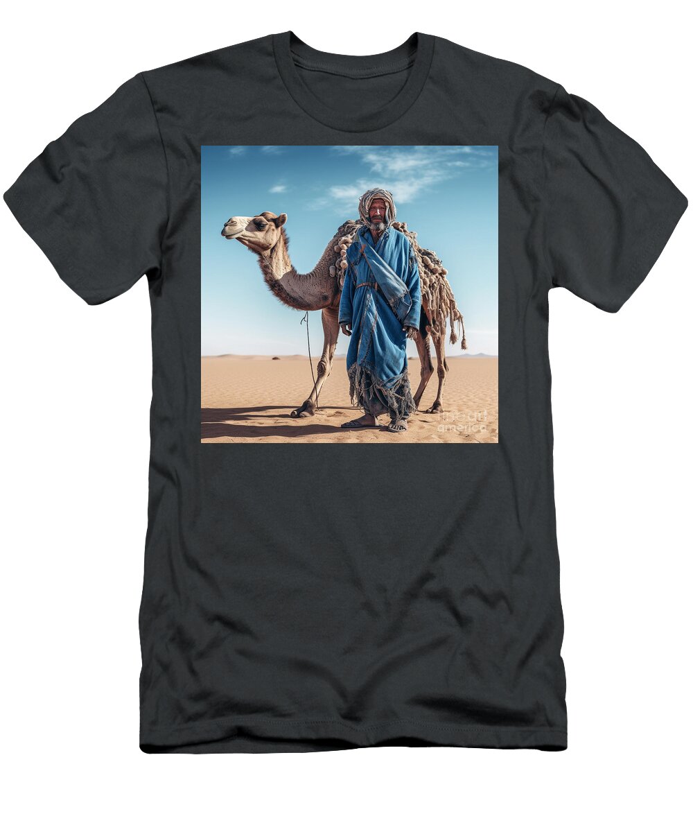 7 Berber Nomadic Ethnic Man in Blue on Camel By Asar Studios Celestial Images T-Shirt