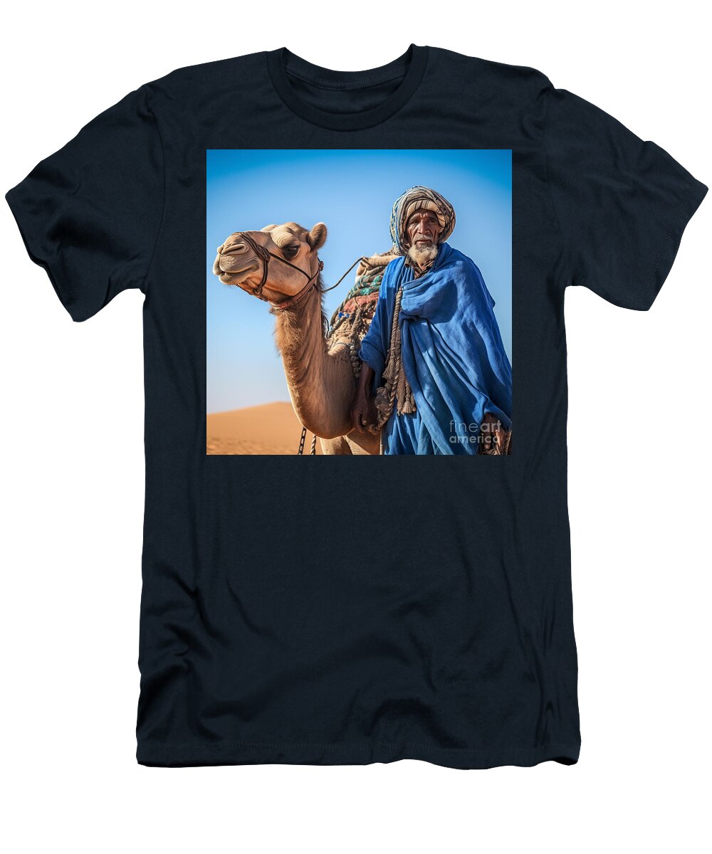 8 Berber Nomadic Ethnic Man in Blue on Camel By Asar Studios Celestial Images T-Shirt