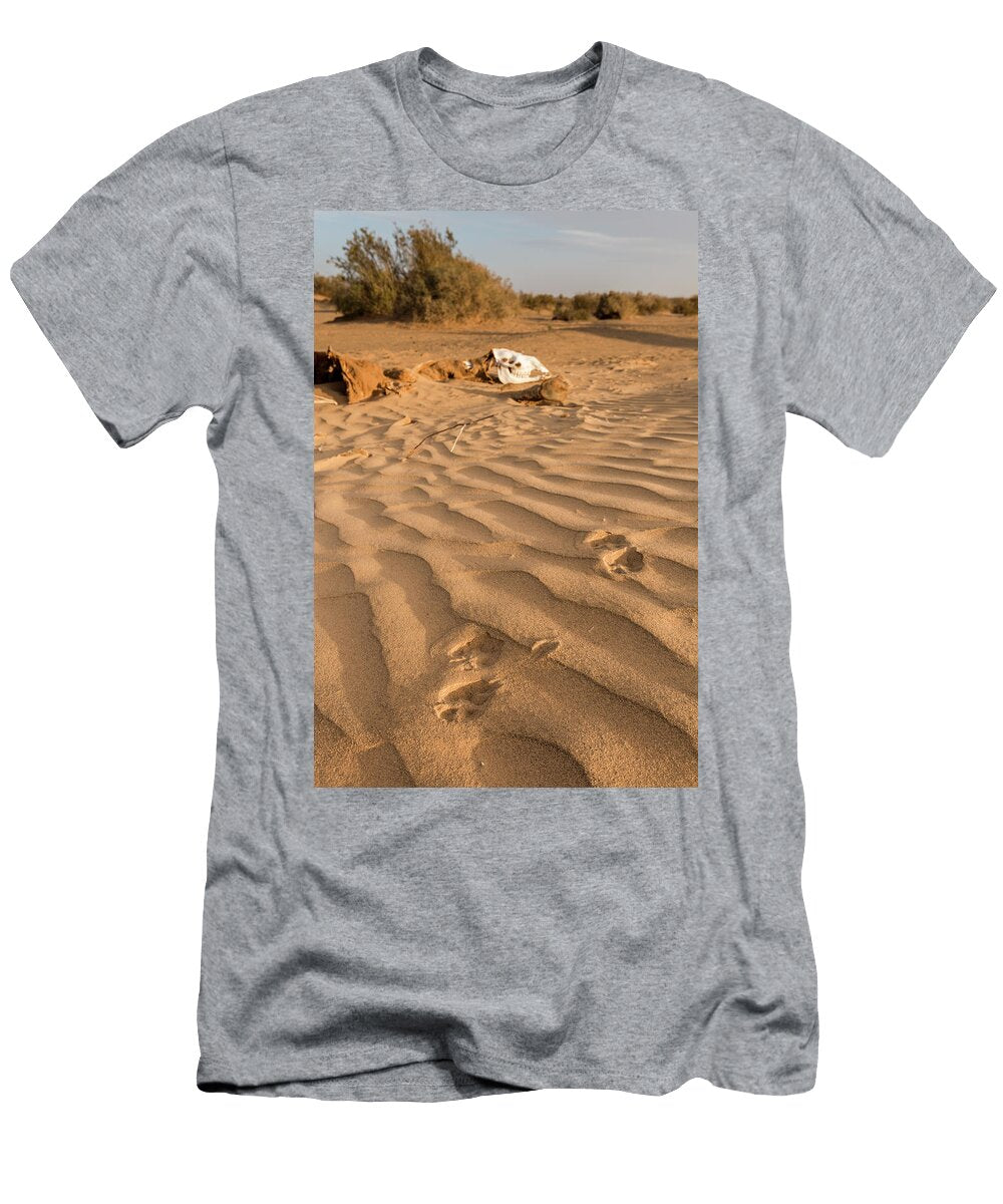 African Golden Wolf Tracks Beside a Dead Camel in the Ugo Mellone Natureplcom T-Shirt