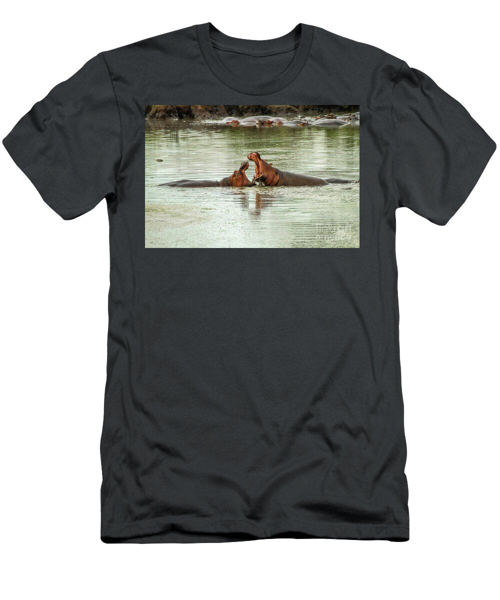 Two Aggressive Male Hippos Z4 Eyal Bartov T-Shirt
