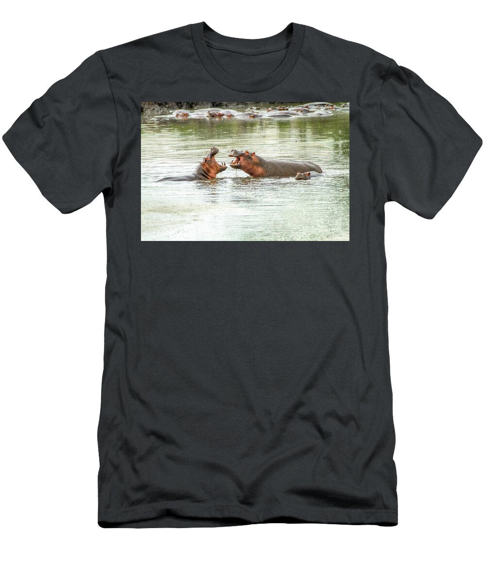 Two Aggressive Male Hippos Z5 Eyal Bartov T-Shirt